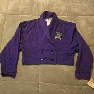 Yes Clothing Purple Cropped Jacket 100% Cotton Size Medium Women VINTAGE 1990s